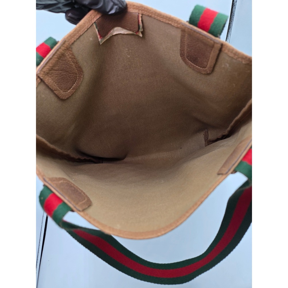 Vintage Gucci GG Monogram Tote Bag Handbag Purse with Pocket Classic - Picture 3 of 15